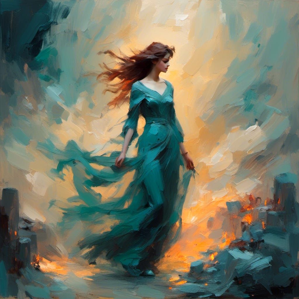 Persephone Enters Hades: Atmospheric Brushstroke Painting