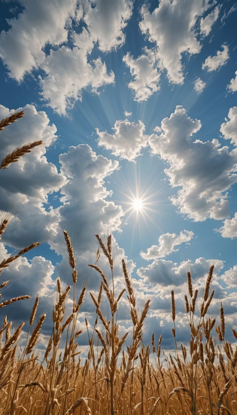 wheat field and sun