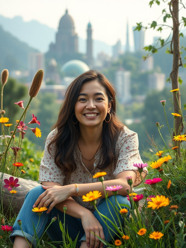 Woman in Nature: Whimsical Animated Dreamscape