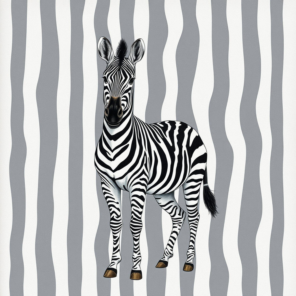 Zebra Camouflage in Art Nouveau Pencil Sketch