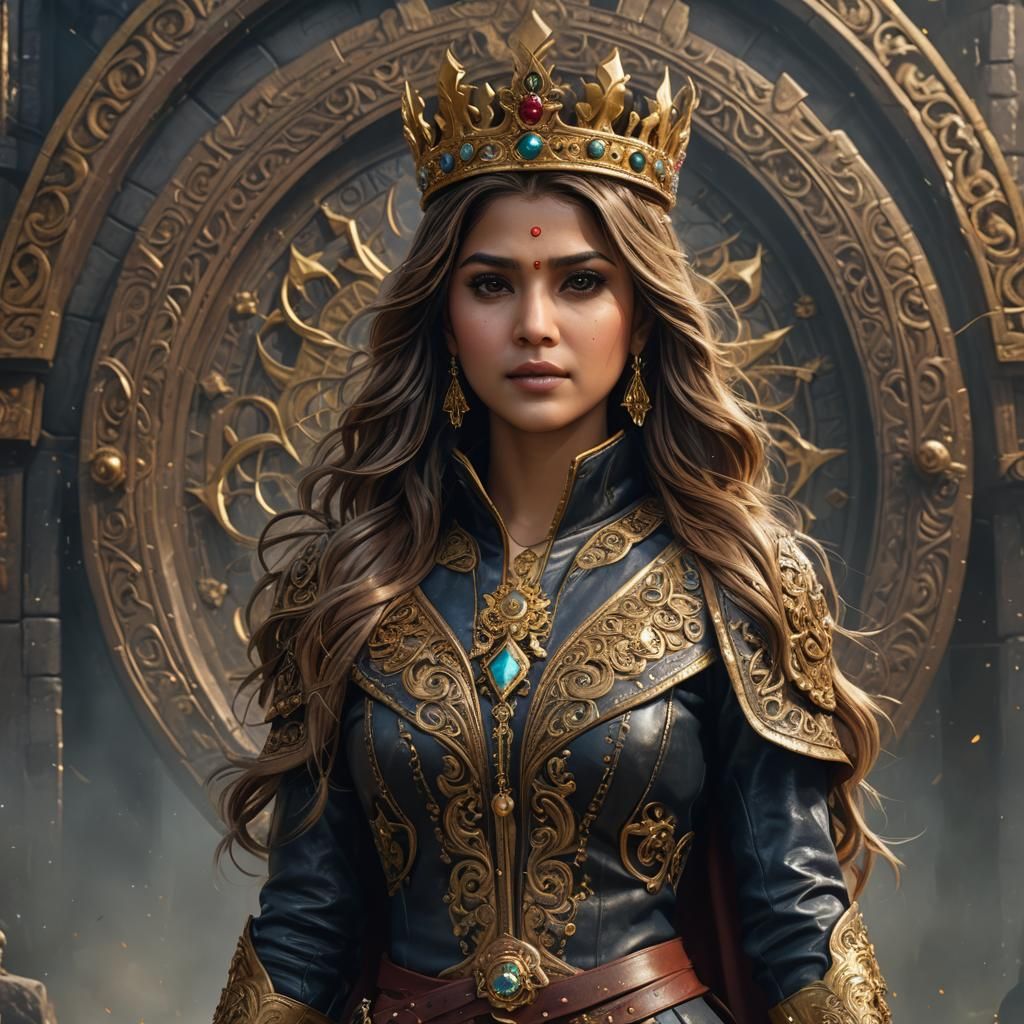 Nayanathara in Leather and Gold: Fantasy Art