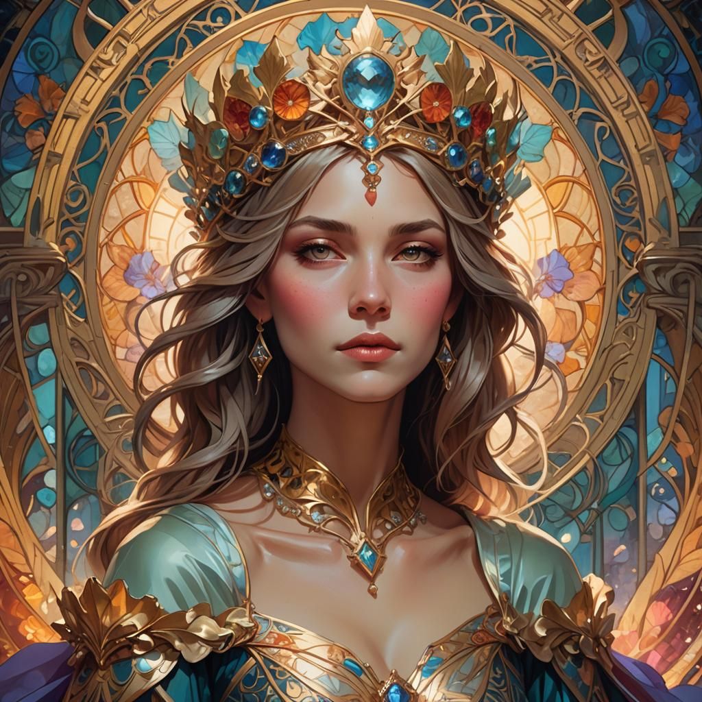 Ethereal Queen: Art Nouveau Fantasy Portrait