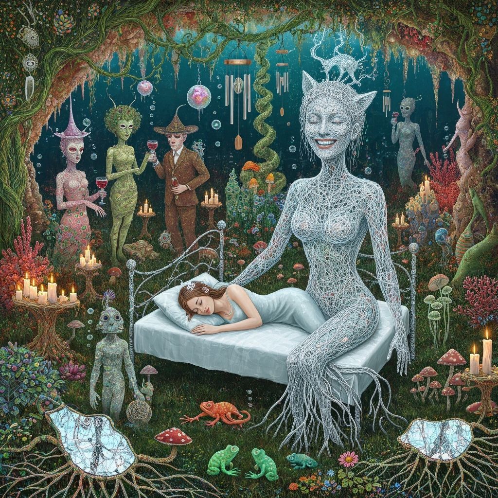 Surreal Undersea Garden Party with Whimsical Creatures