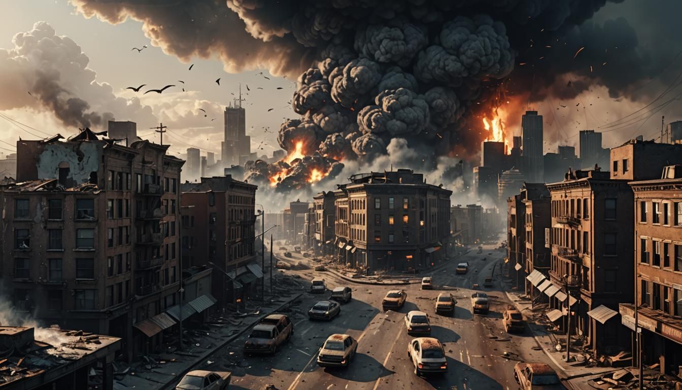 Destroyed Metropolis in Hyperrealistic Digital Art