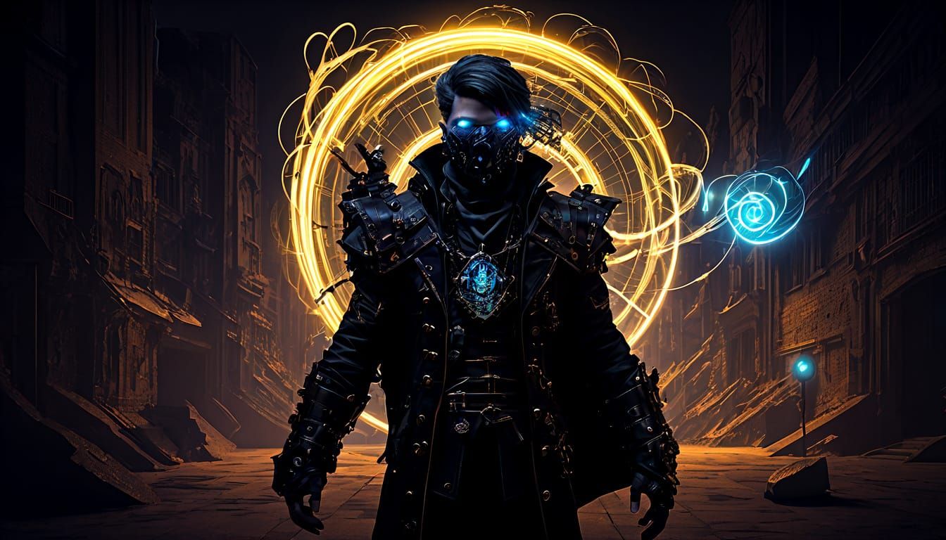 Ethereal Black Aetherpunk Landscape at Dusk