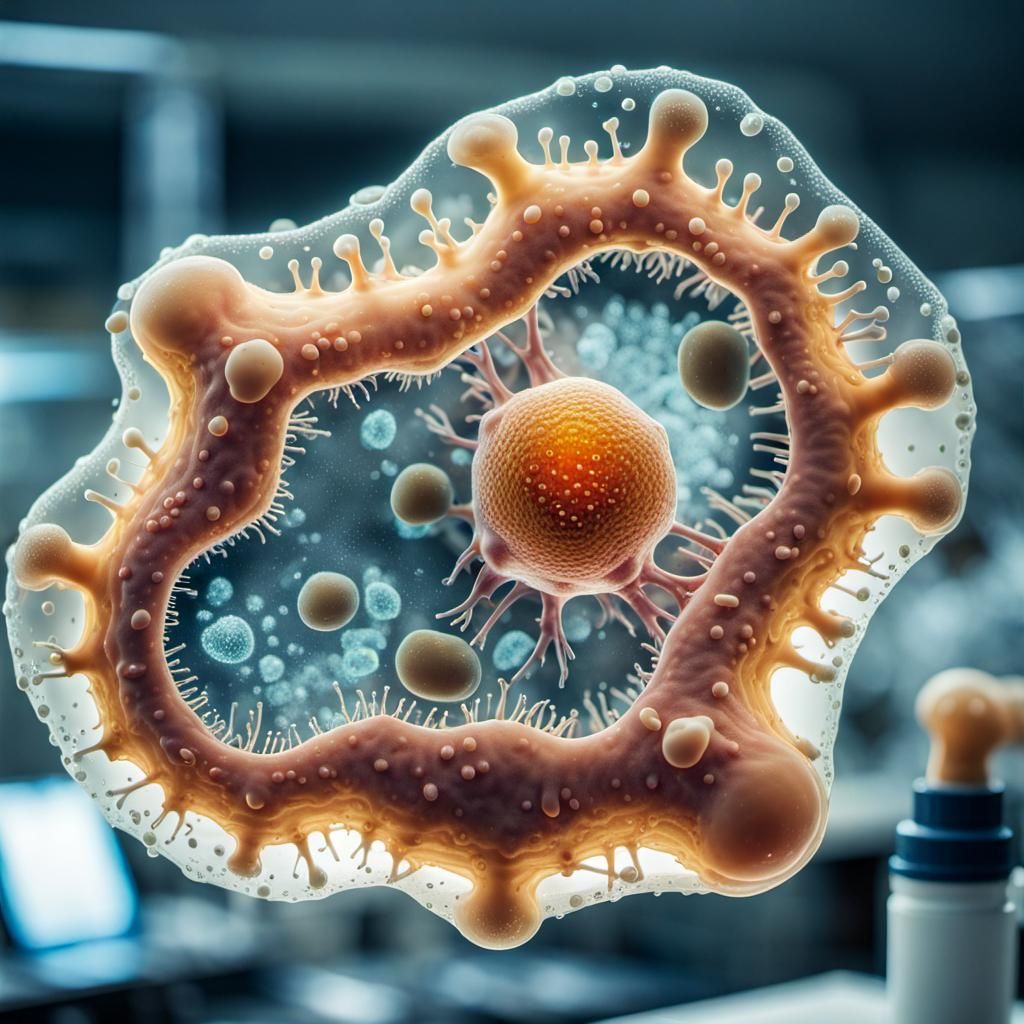 Microscopic View of a Large, Slimy Amoeba