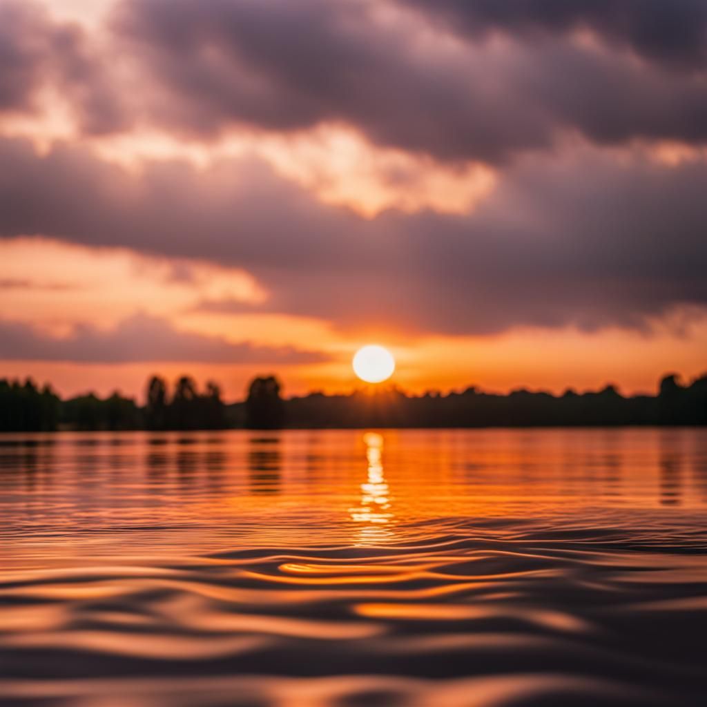 Picturesque Sunset Over Lake: Professional Photography