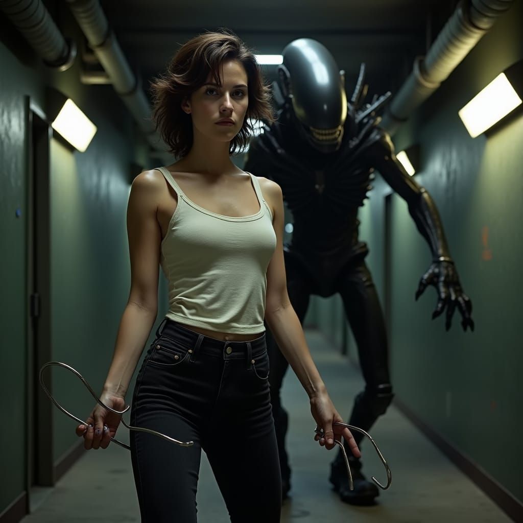 Ripley's Coat-Hanger Defense: Sci-Fi Horror Scene