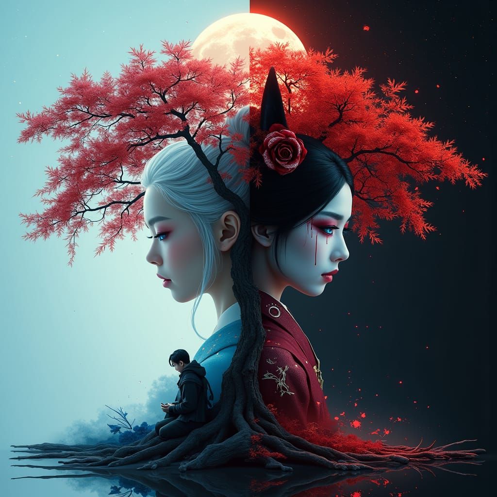 Dual Goddesses: Ethereal and Dark Sides