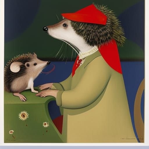 Hedgehog, Mouse, and Vampire in Fauvist Style