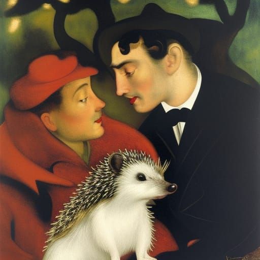 Hedgehog, Mouse, and Vampire: A Whimsical Scene