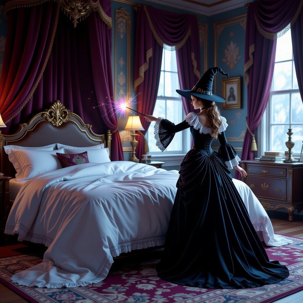 Victorian Witch Magically Tidies Bedroom