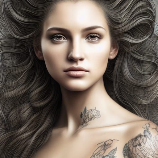 Exquisite Girl Portrait with Intricate Body Art