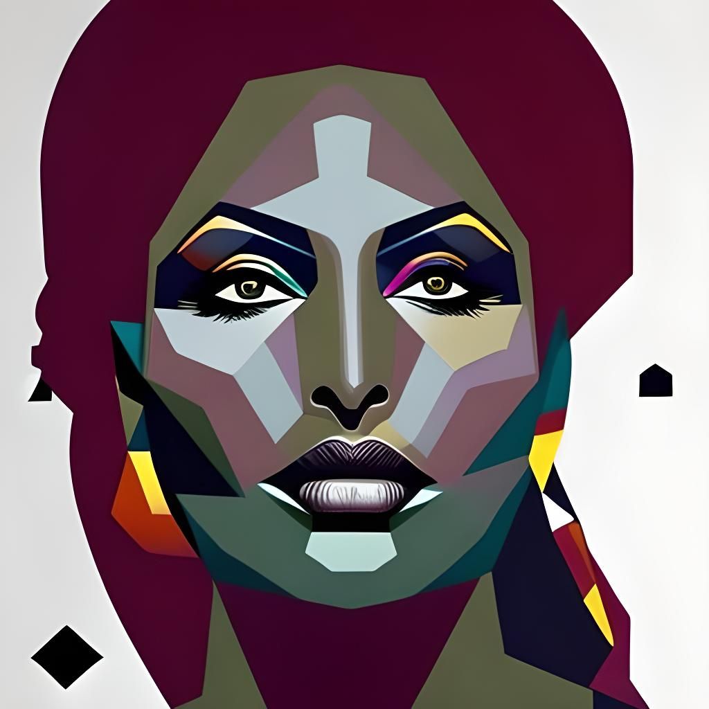 Gothic Horror Portrait of Pam Grier in Cubist Style
