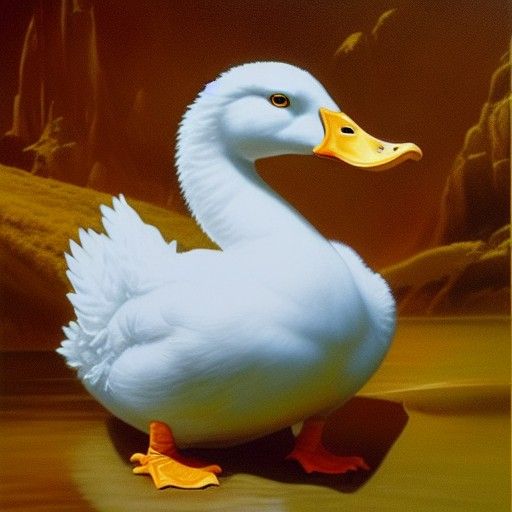 White Duck Dragon in Oil Painting Style