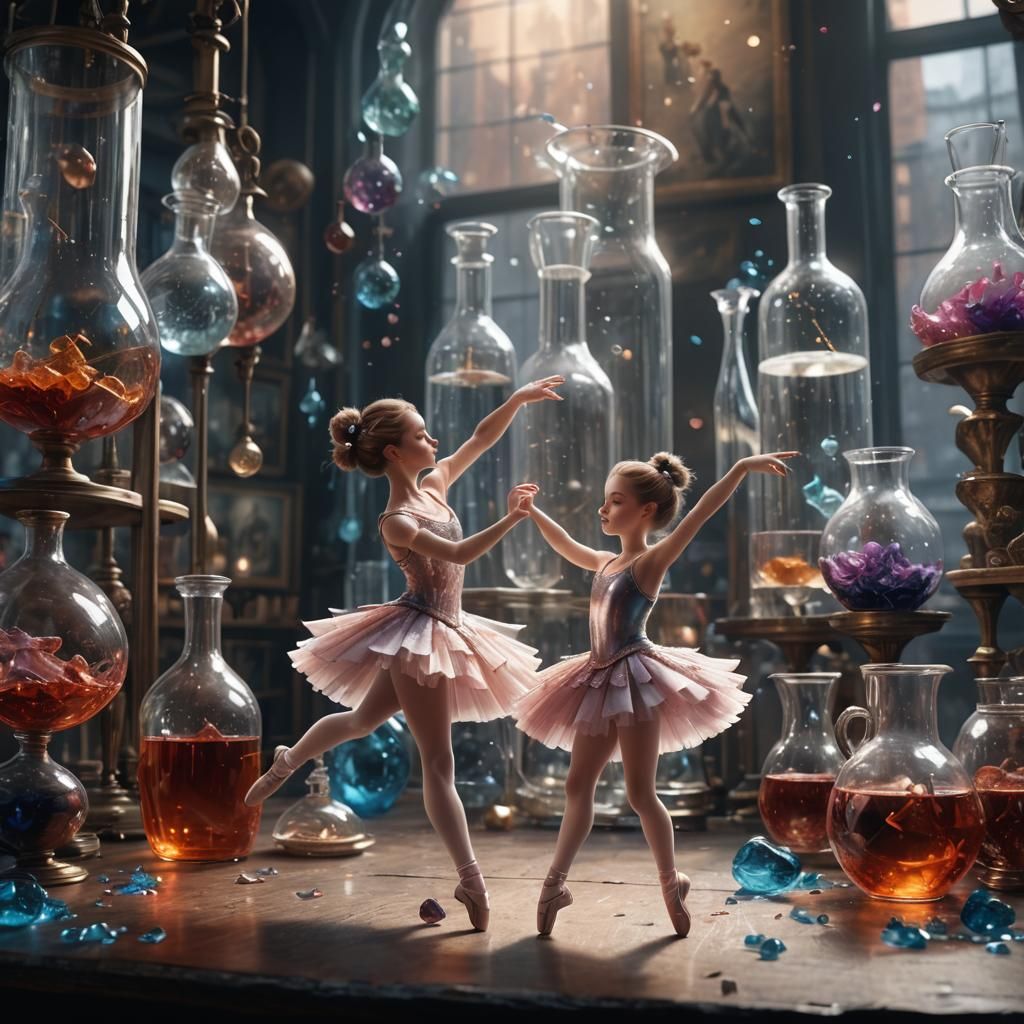 Ballerina's Dance with Scientific Glassware