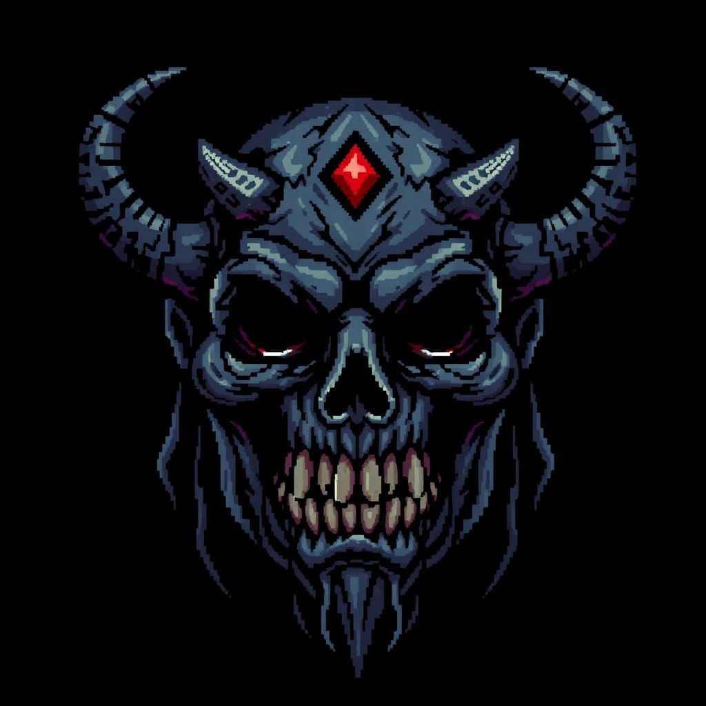 8-bit Pixel Art Clay Mask of Suffering