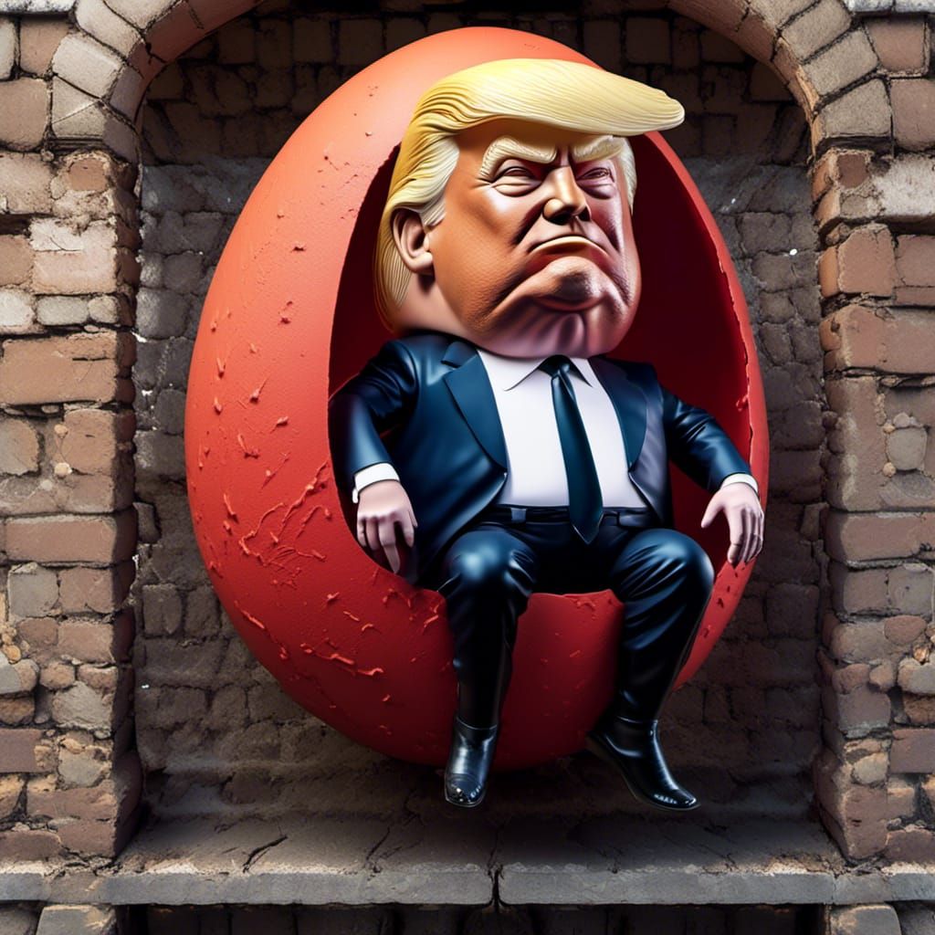 Hyperrealistic Trump Egg on Wall, Digital Art