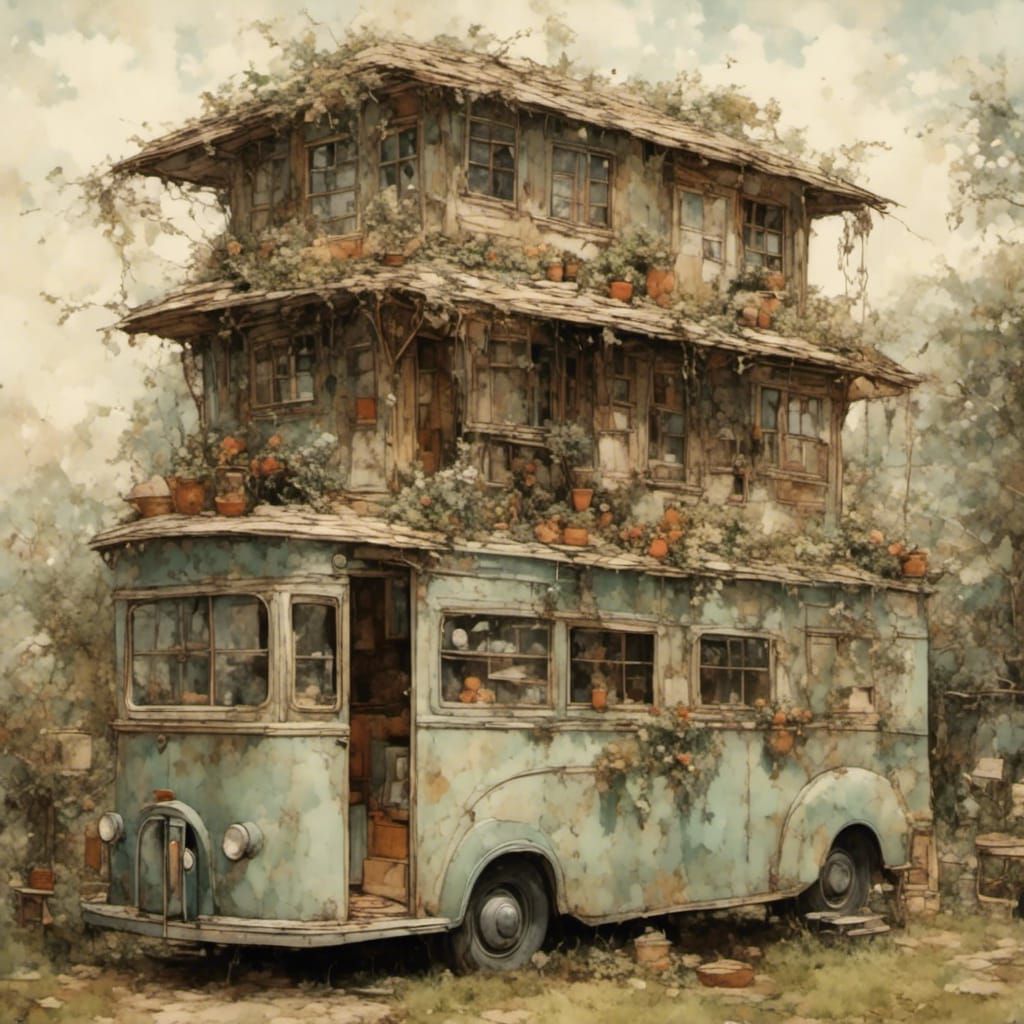 Vintage Motorhome Recreation: A Digital Rendering