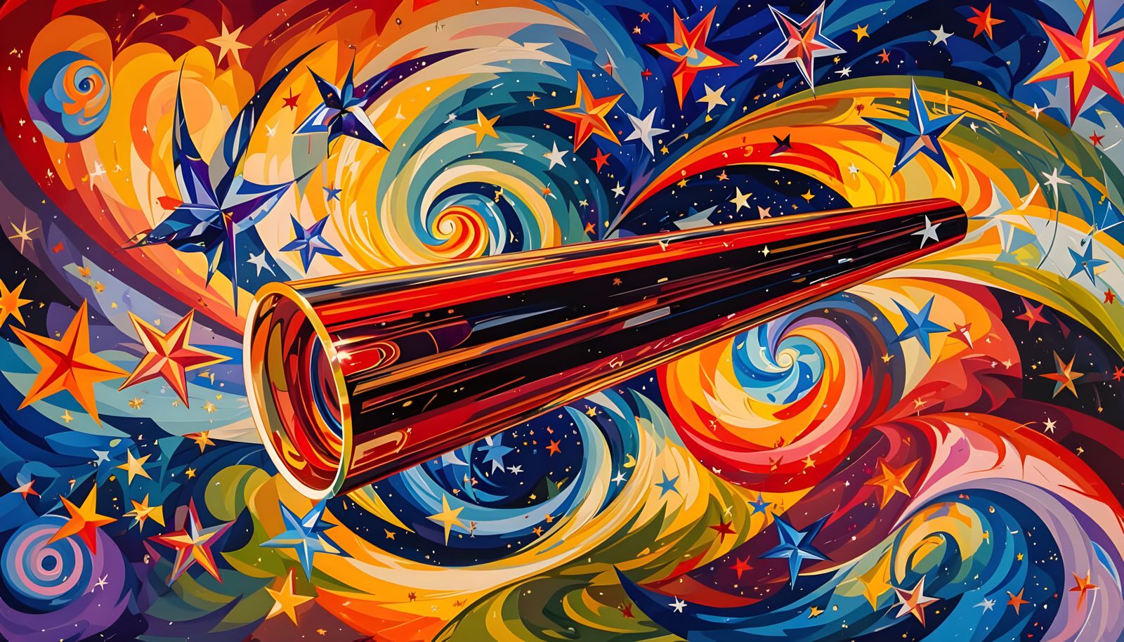 Reflective Cylinder Mirrors Surreal Starry Cosmos