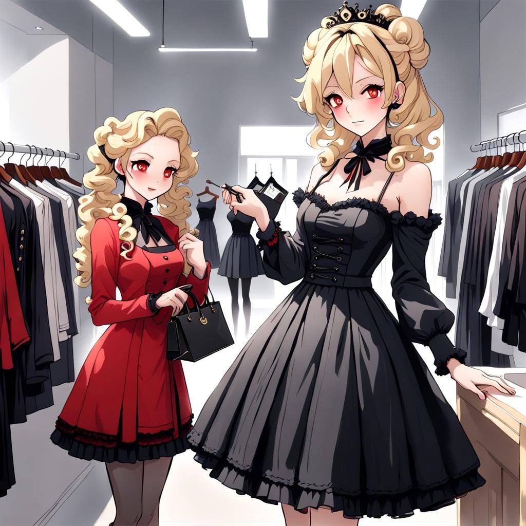 Arrogant Princess at Dressmaker in Japanese Gothic Style