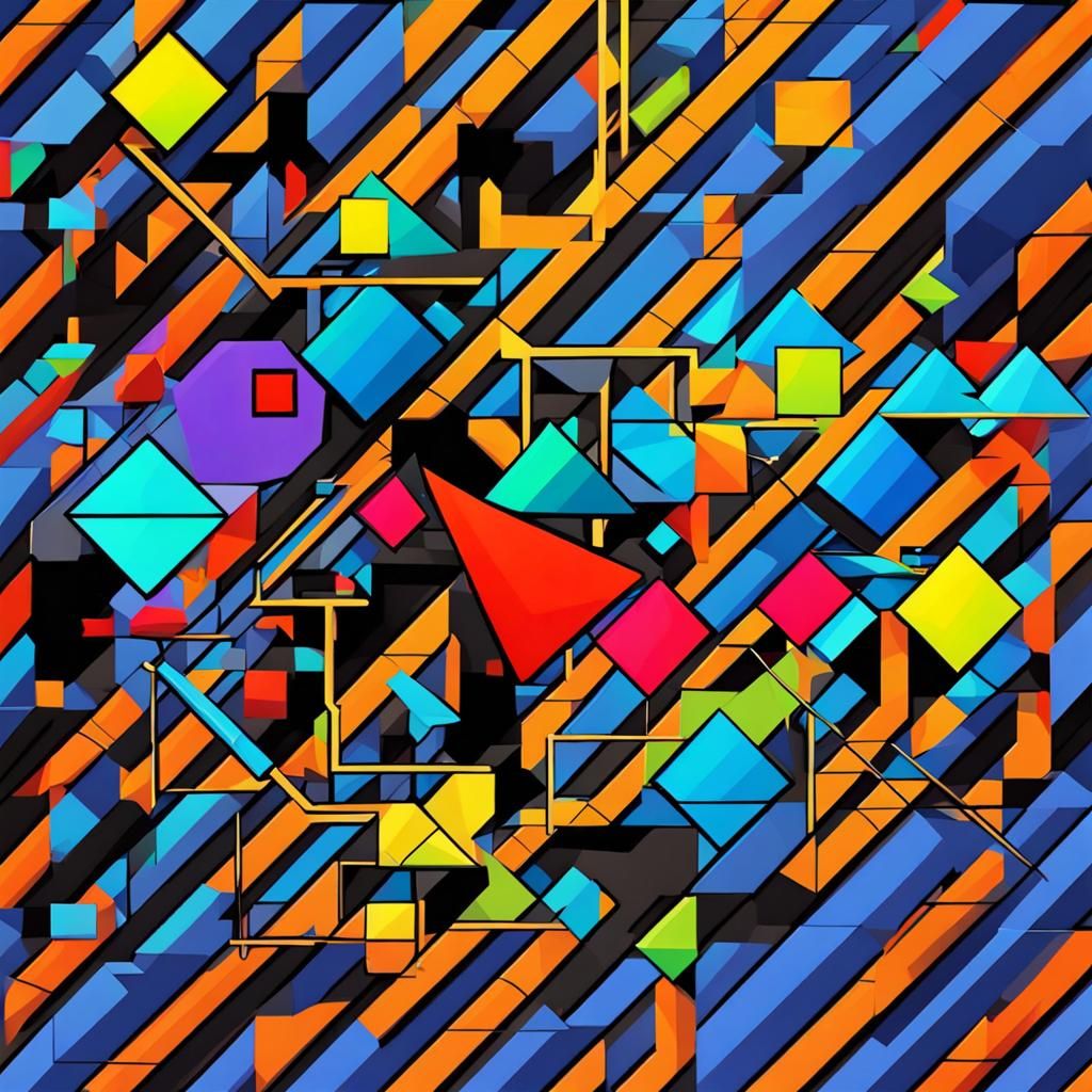 Geometry Dash Abstract Art with Complementary Colors