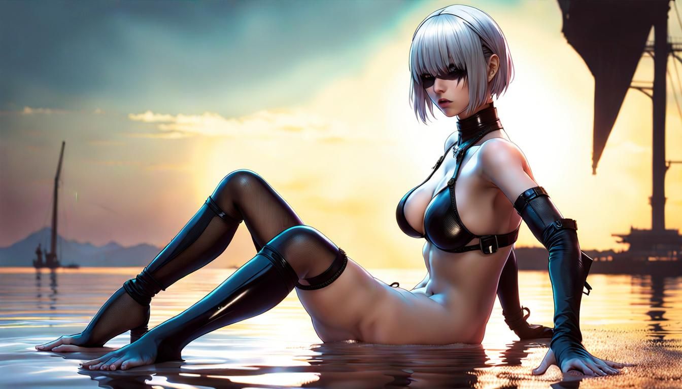 Hyperrealistic 2B Nier Automata Model in Bikini