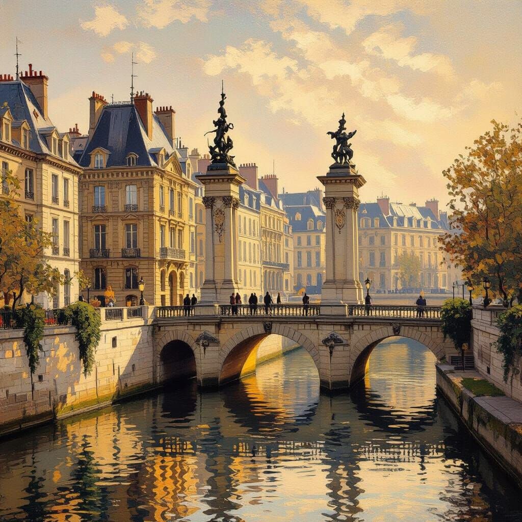 French Monuments in Golden Light: A Romantic Impression