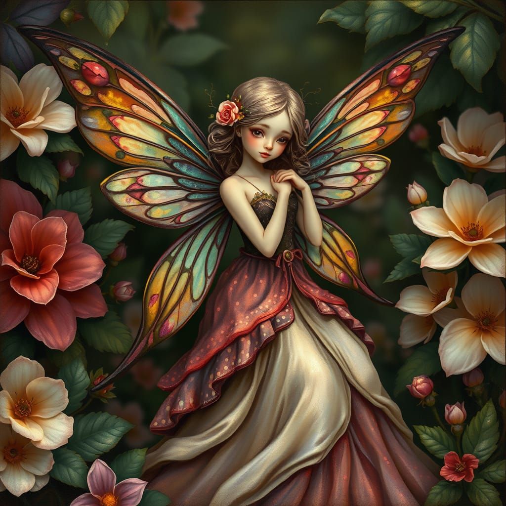 Whimsical Fairy in Lush Flora: Dreamy Matte Painting