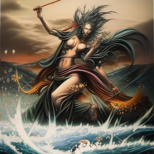 Ukiyo-e Splash Art Inspired by Luis Royo