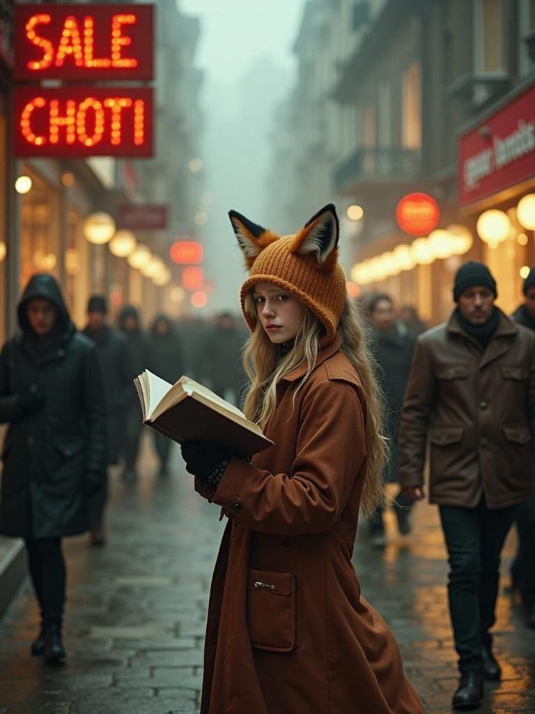 Fox-Girl Lost in Literature: Cinematic Film Still