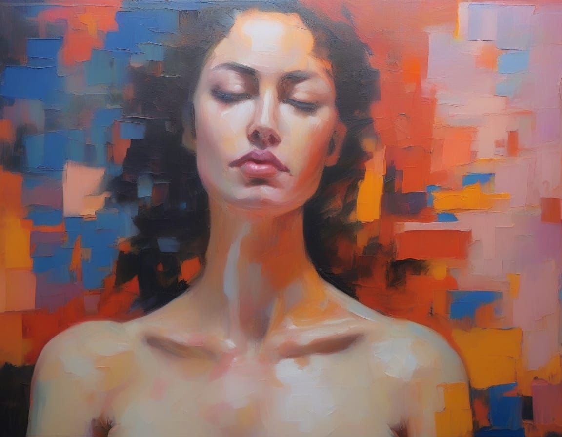 Cubist Abstract Fusion: Cicero Bust Meets Modern Portrait