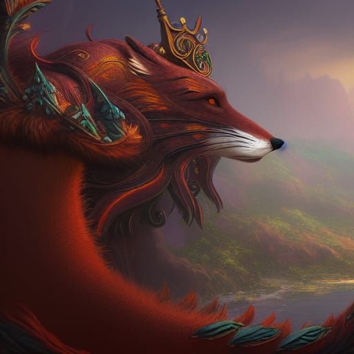 King Fox: Detailed Matte Painting in Fantasy Style