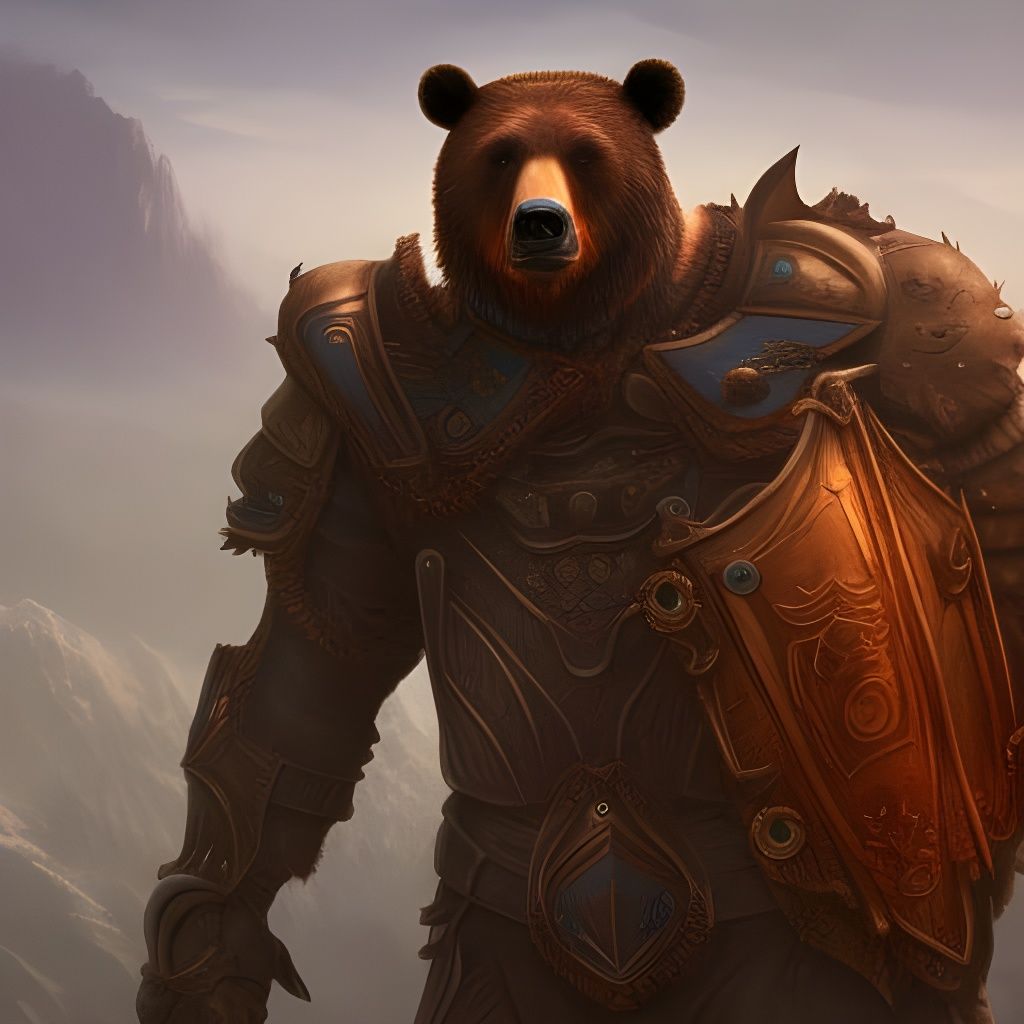 Armored Bear Warrior Fantasy Concept Art