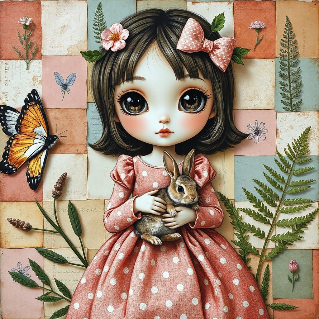 Sophia and Bunny in Kidcore Cottagecore Style