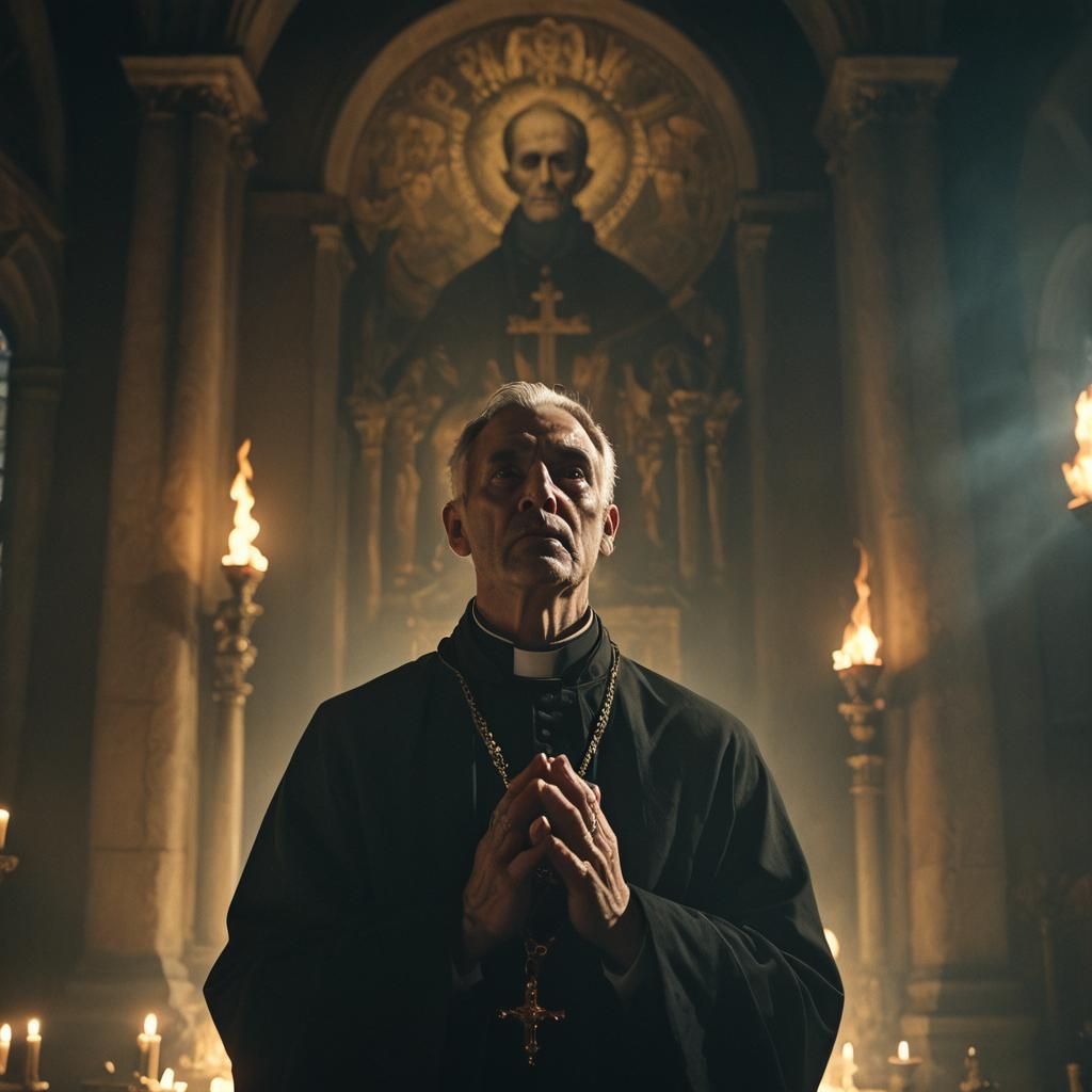 Baroque-Inspired Film Still: Priest and Devil