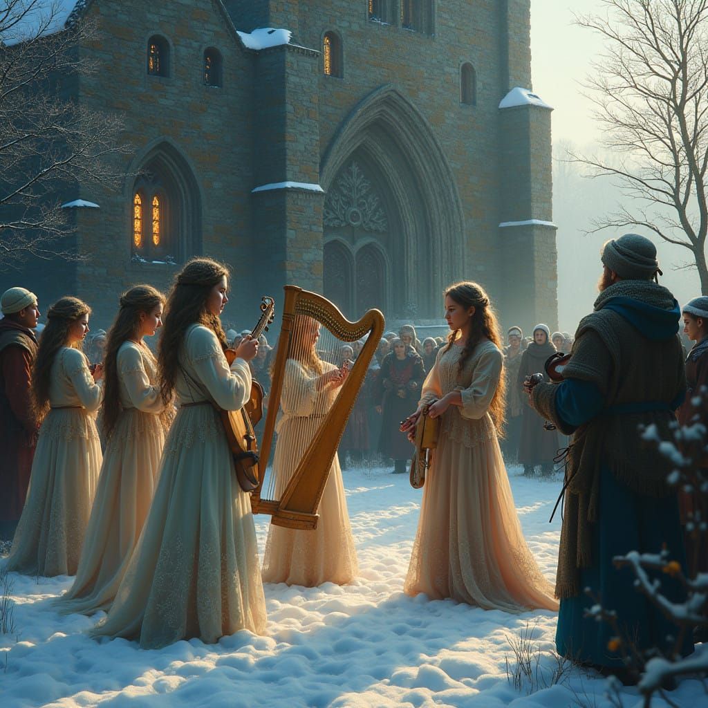 Girls in Serene Winter Wonderland, Inspired by Ethereal Real...