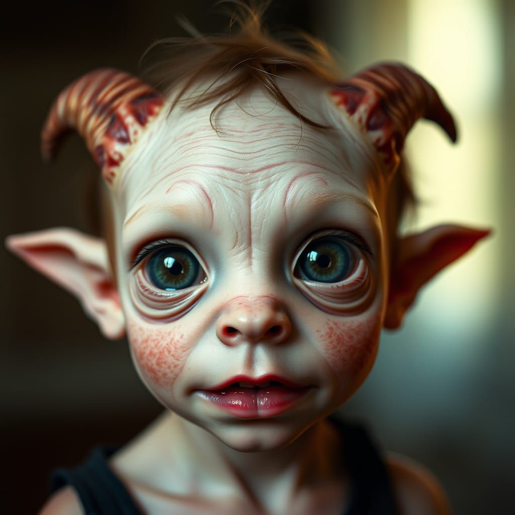 Sweet Monster Girl Portrait in Cinematic Style