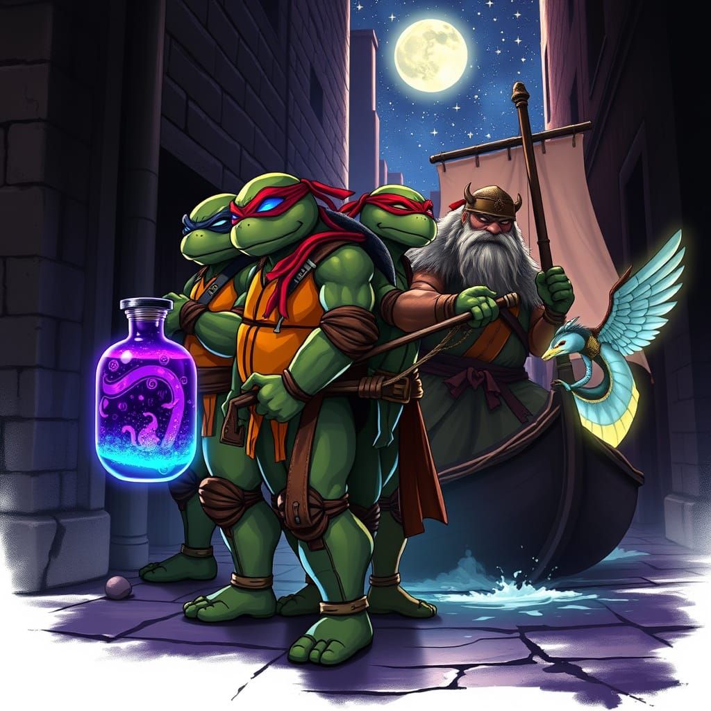 Ninja Turtles in Heroic Comic Book Style