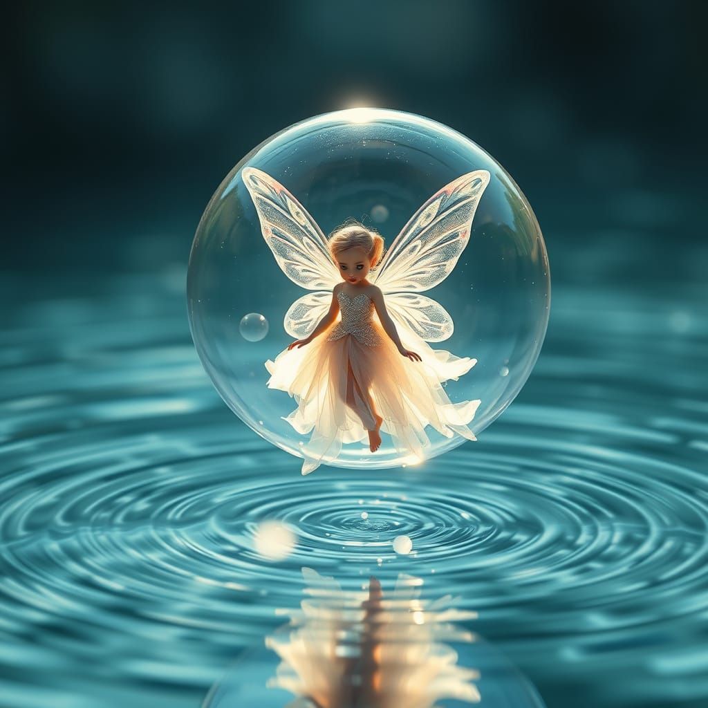 Enchanted Fairy in Shimmering Ethereal Sphere