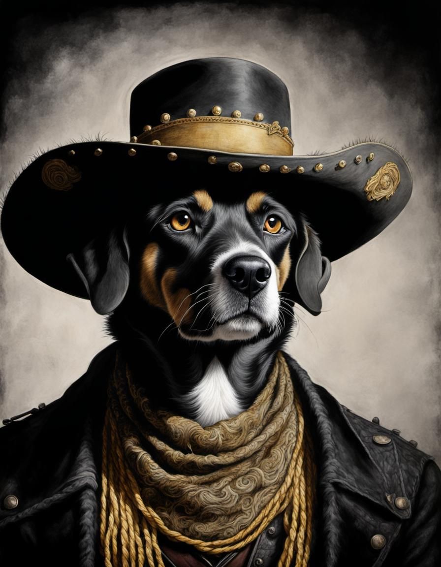 Western Dog in Tim Burton Style