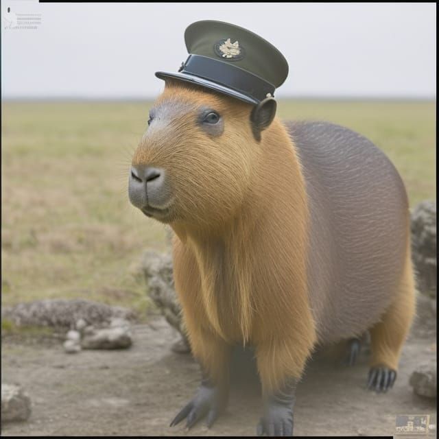 Sad Capybara in World War I Uniform