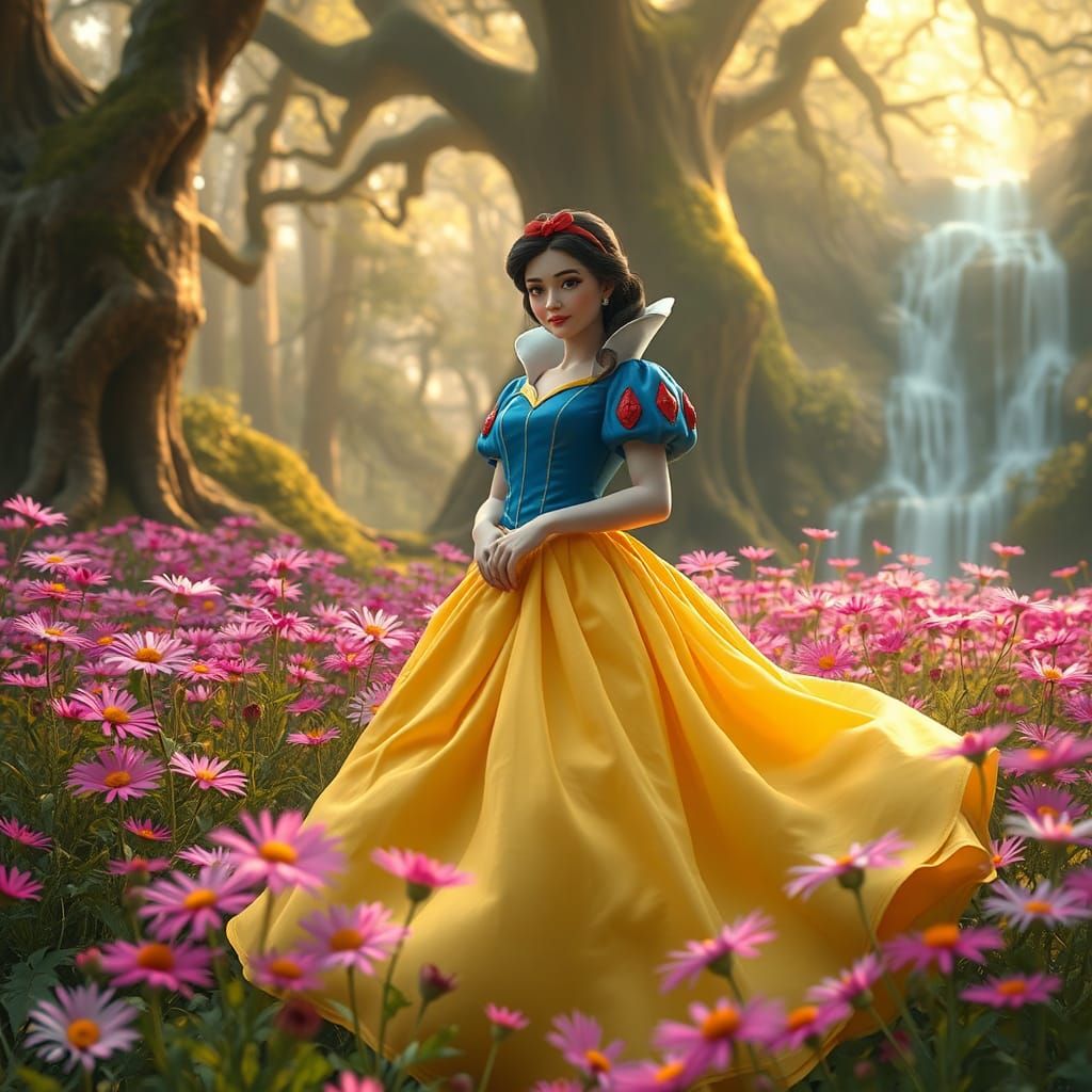 Snow White in Dreamlike Fantasy Meadow, Trending on Artstati...