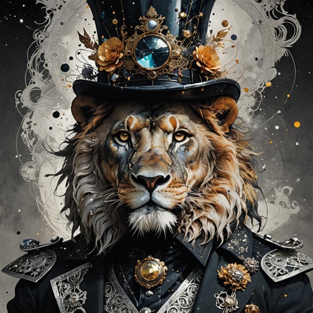 Lion Baron with Top Hat Portrait