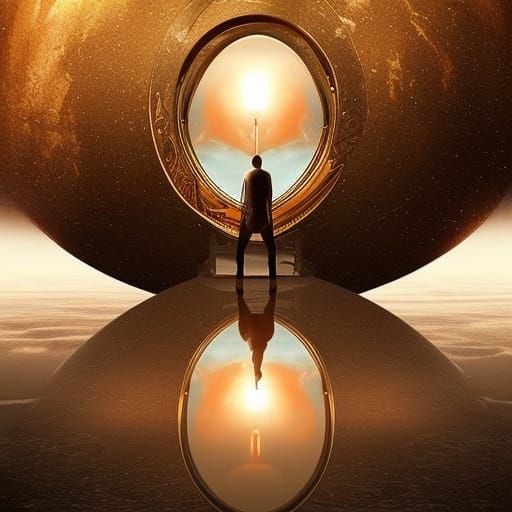 Person Trapped in Hourglass: Dramatic Digital Painting