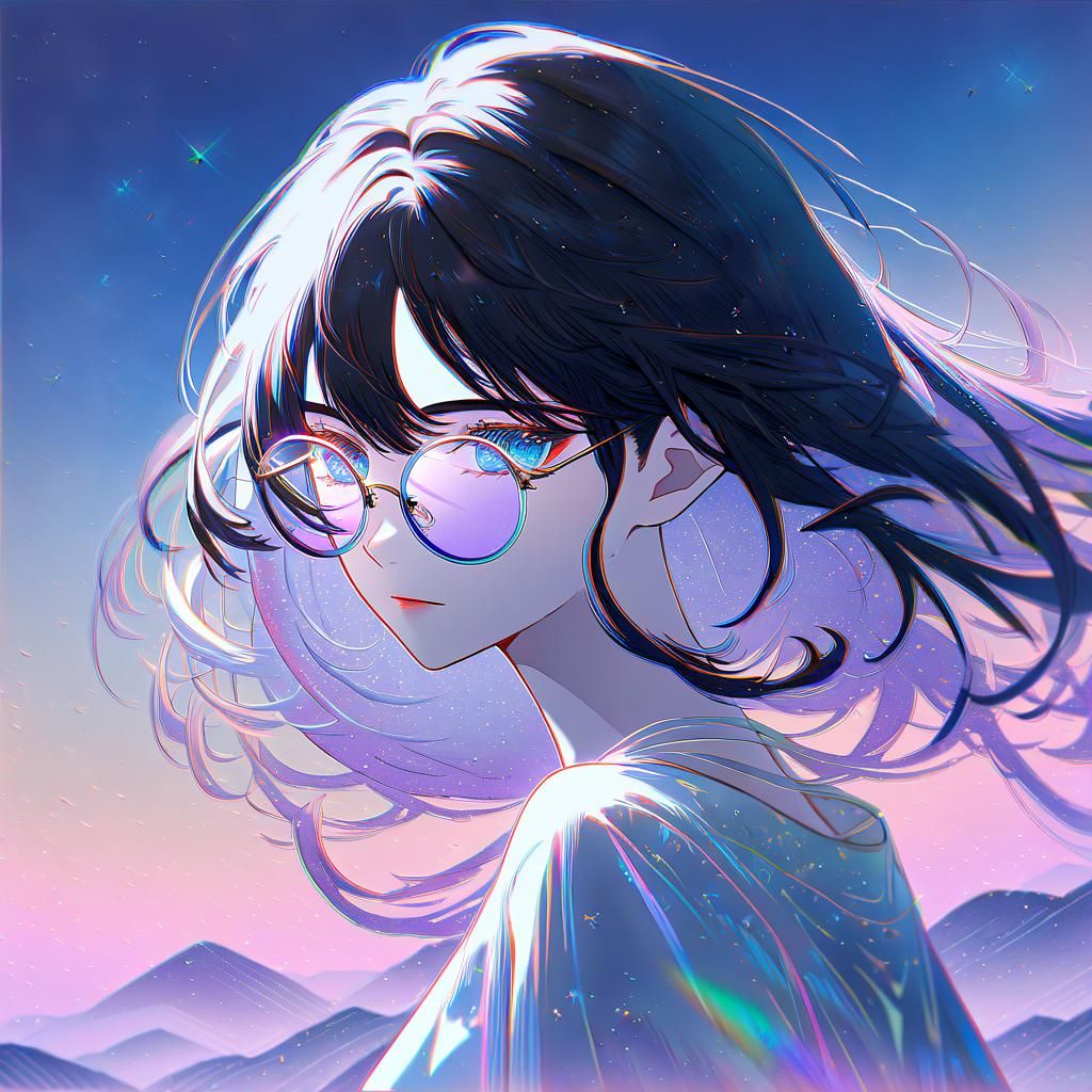 Ethereal Anime Goddess in Sunset Glow