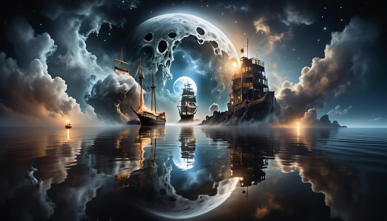 Ethereal Moon Portal: Astrodimentional Portrait