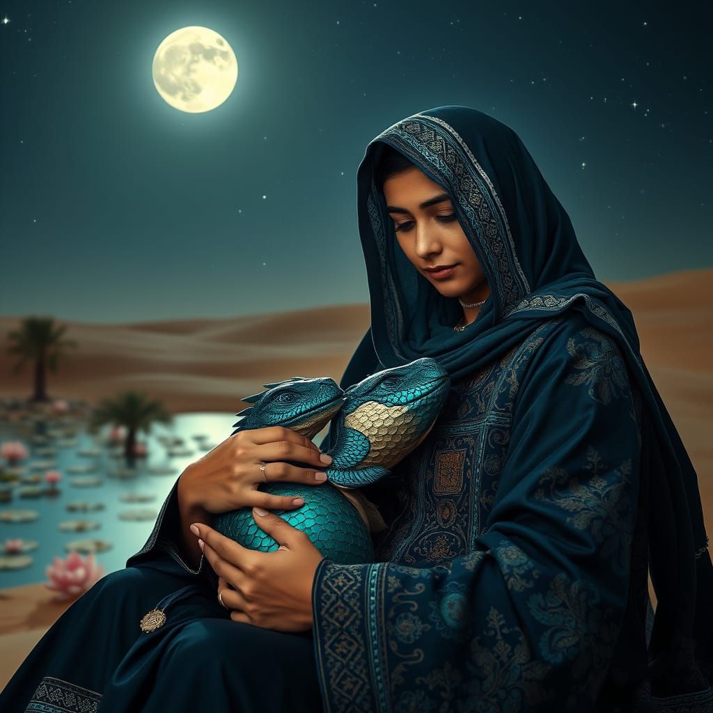 Mother of Dragons in Mystical Desert Oasis