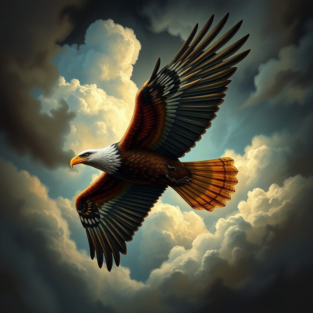 Eagle of Montenegro Soars Against Ominous Stormy Skies
