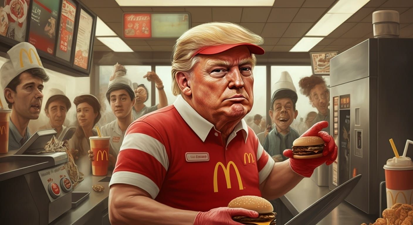 Donald Trump Working at McDonald's: Digital Art